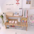 Two-Tier Wooden Desktop Shelf