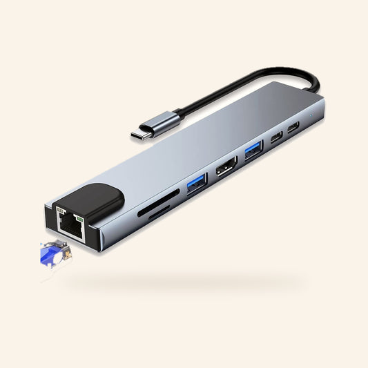 8-in-1 USB-C Hub – HDMI, USB 3.0 & SD Card Reader