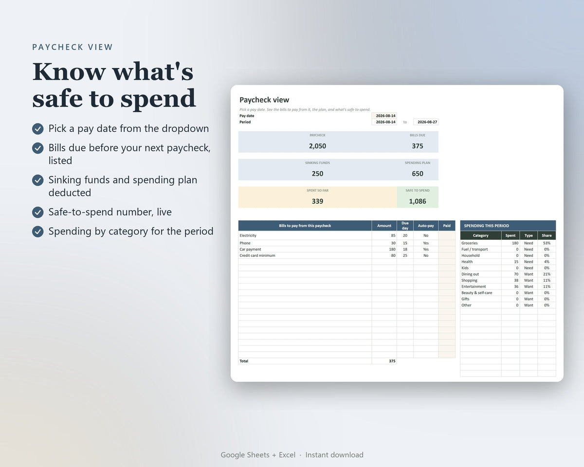 Budget by Paycheck — preview 2