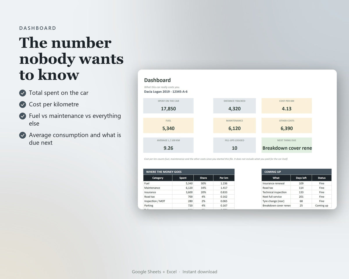 Car Costs & Maintenance Tracker — preview 3