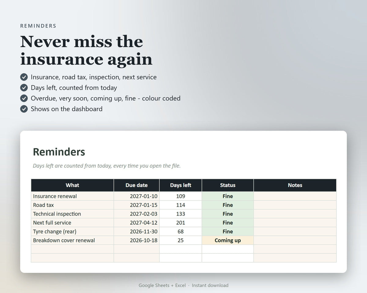 Car Costs & Maintenance Tracker — preview 5