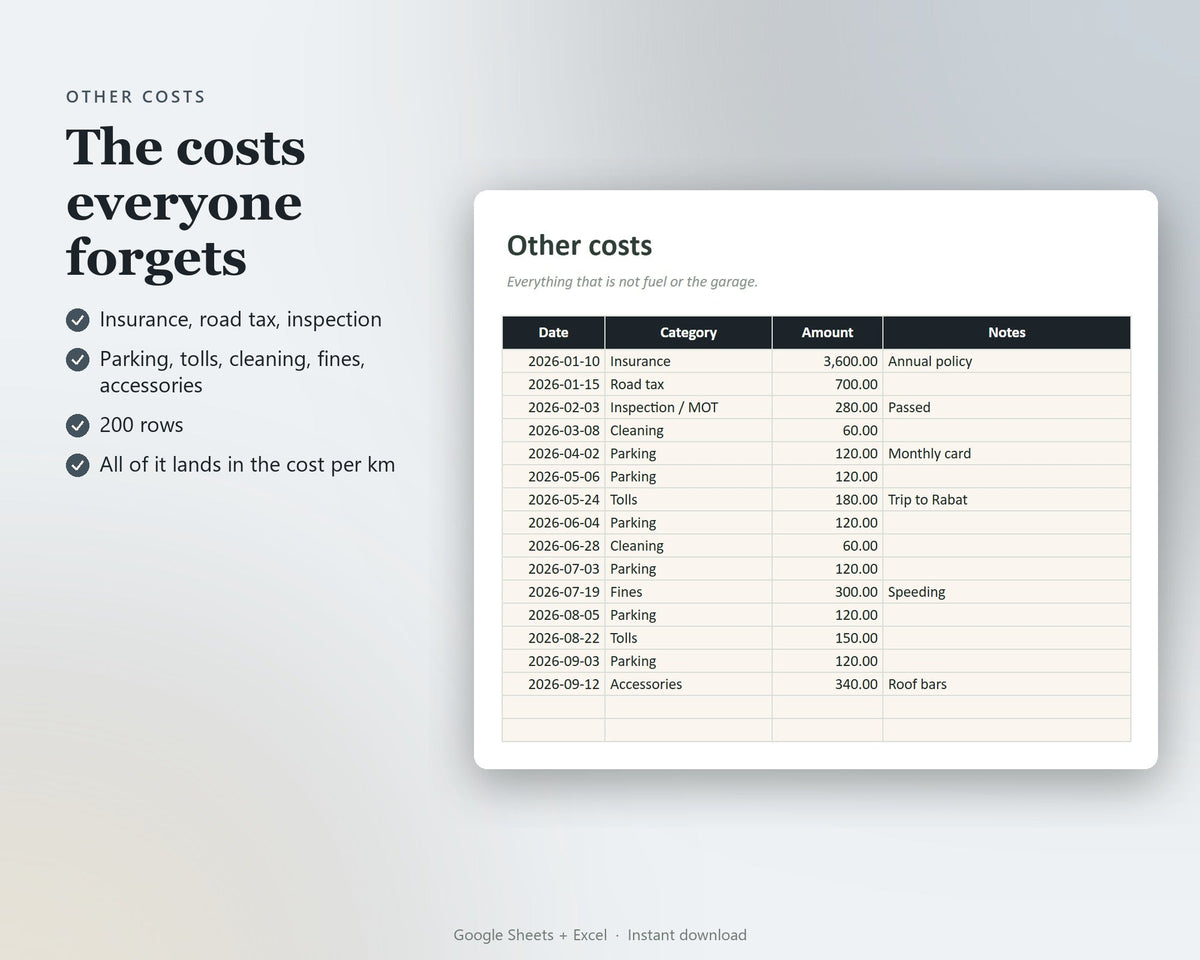Car Costs & Maintenance Tracker — preview 6
