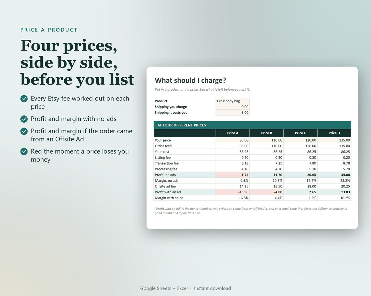 Etsy Seller Profit & Fee Calculator — preview 2