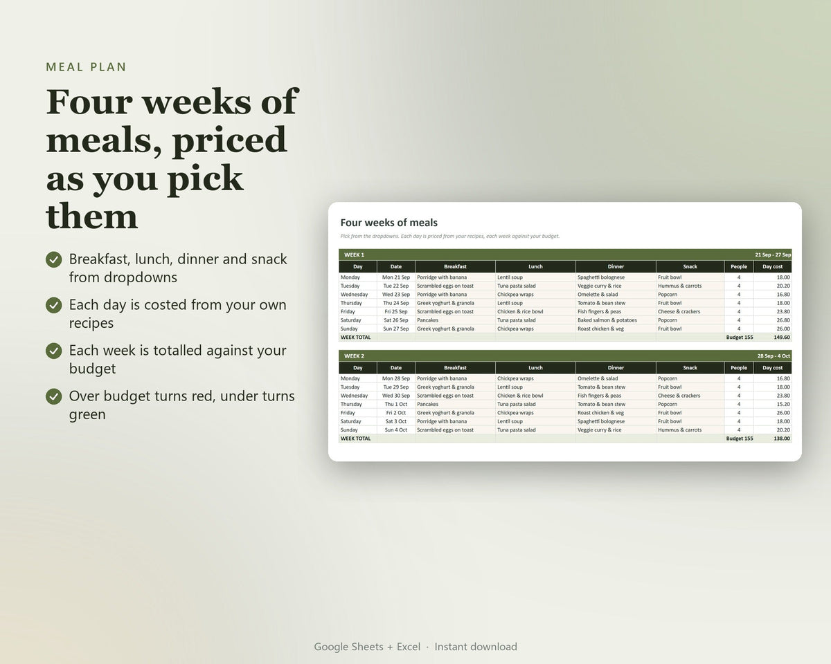 Meal Planner & Grocery Budget — preview 2