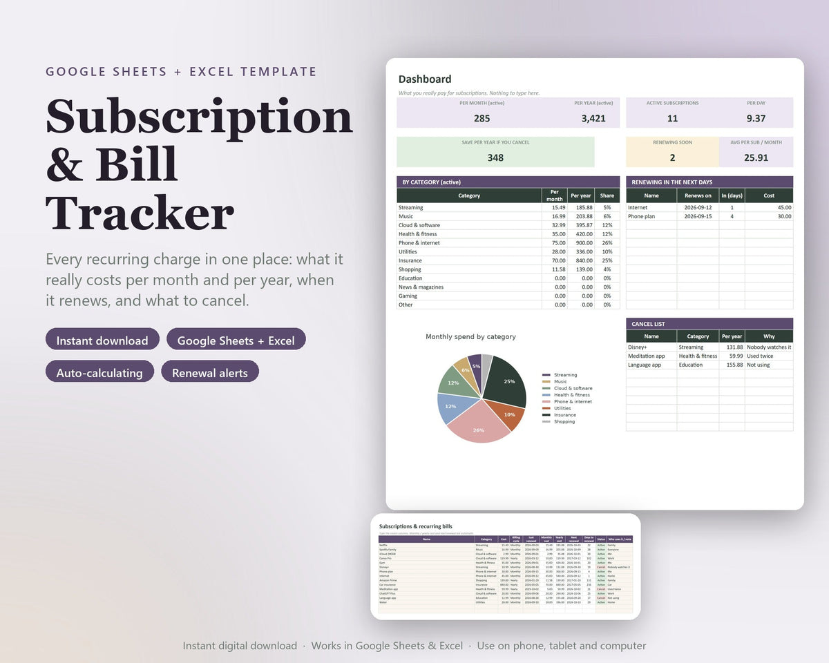Subscription & Bill Tracker — preview 1