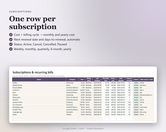 Subscription & Bill Tracker — preview 2