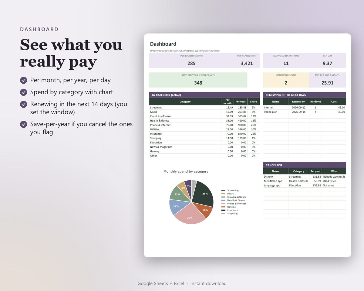 Subscription & Bill Tracker — preview 3